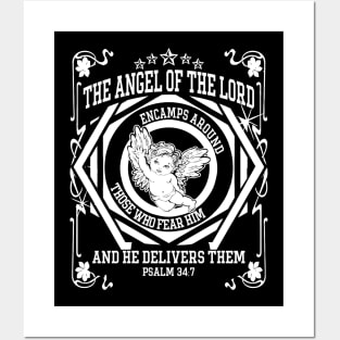 Angel of The Lord Christian Streetwear Psalm 34:7 Design Posters and Art